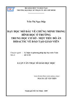 Đồ án Dạy học mở đầu về chứng minh trong hình học ở trường trung học cơ sở - Một tiểu Didatic về đào tạo giáo viên