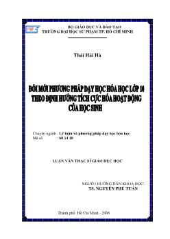 Đổi mới phương pháp dạy học hóa học lớp 10 theo định hướng tích cực hóa hoạt động của học sinh