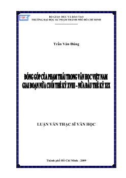 Đóng góp của Phạm Thái trong văn học Việt Nam giai đoạn nửa cuối thế kỷ XVIII - Nửa đầu thế kỷ XIX