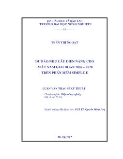 Dự báo nhu cầu điện năng cho Việt Nam giai đoạn 2006-2020 trên cơ sở phần mềm simplee