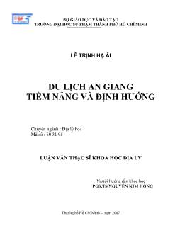 Du lịch An Giang tiềm năng và định hướng