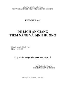 Du lịch An Giang - Tiềm năng và định hướng