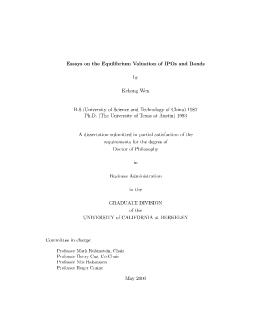 Essays on the Equilibrium Valluation of IPOS and Bonds
