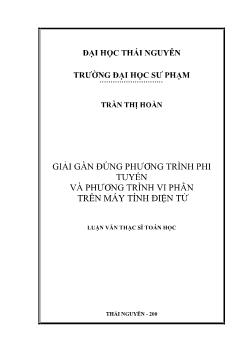 Giải gần đúng phương trình phi tuyến và phương trình vi phân trên máy tính điện tử
