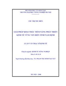 Giải pháp khai thác tiềm năng phát triển kinh tế vùng ven biển tỉnh Nam Định