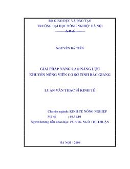 Giải pháp nâng cao năng lực khuyến nông viên cơ sở Tỉnh Bắc Giang