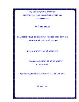 Giải pháp phát triển công nghiệp chế biến gỗ trên địa bàn tỉnh Hà Giang