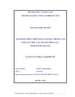 Giải pháp phát triển đào tạo bậc trung cấp đáp ứng nhu cầu nguồn nhân lực tỉnh Tuyên Quang