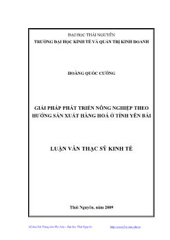 Giải pháp phát triển Nông nghiệp theo hướng sản xuất hàng hóa ở Yên Bái