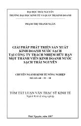 Giải pháp phát triển sản xuẩt kinh doanh nước sạch tại công ty TNHH một thành viên kinh doanh nước sạch Thái Nguyên