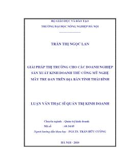 Giải pháp thị trường cho các doanh nghiệp sản xuất kinh doanh thủ công mỹ nghệ mây tre đan trên địa bàn Tỉnh Thái Bình