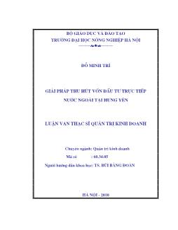 Giải pháp thu hút vốn đầu tư trực tiếp nước ngoài tại Hưng Yên