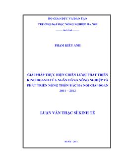 Giải pháp thực hiện chiến lược phát triển kinh doanh của ngân hàng nông nghiệp và phát triển nông thôn Bắc Hà Nội giai đoạn 2011 - 2011