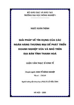 Giải pháp về tín dụng của các ngân hàng thương mại để phát triển doanh nghiệp vừa và nhỏ trên địa bàn tỉnh Thanh Hoá
