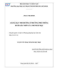 Giảng dạy thơ đường ở trường phổ thông dưới góc nhìn của thi pháp học
