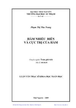 Hàm nhiều biến và cực trị của Hàm