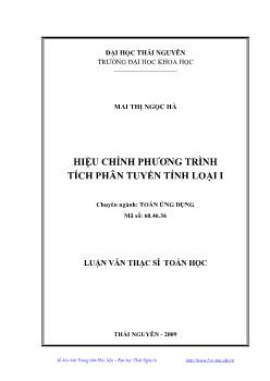Hiệu chỉnh phương trình tích phân tuyến tính loại I