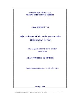 Hiệu quả kinh tế sản xuất rau an toàn trên địa bàn Hà Nội
