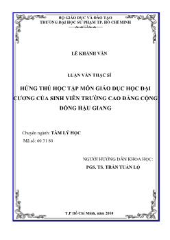 Hứng thú học tập môn giáo dục học đại cương của sinh viên trường Cao Đẳng Cộng đồng Hậu Giang