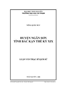 Huyện Ngân Sơn tỉnh Bắc Kạn thế kỷ XIX