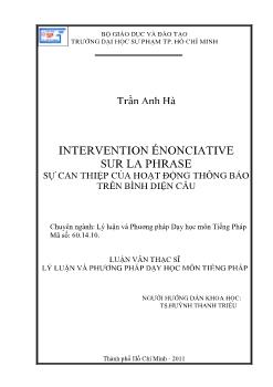 INTERVENTION ÉNONCIATIVE SUR LA PHRASE SỰ CAN THIỆP CỦA HOẠT ĐỘNG THÔNG BÁO TRÊN BÌNH DIỆN CÂU