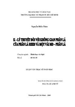 K - Lý thuyết đối với không gian phân lá của phân lá Reeb và một vài MD - Phân lá