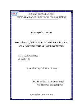 Khả năng tự đánh giá các phẩm chất ý chí của học sinh trung học phổ thông