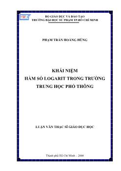 Khái niệm hàm số Logarit trong trường Trung học phổ thông (THPT)