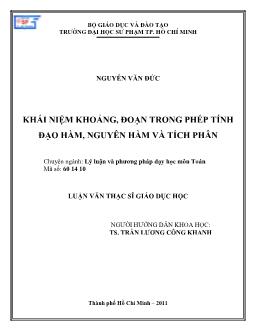Khái niệm khoảng, đoạn trong phép tính đạo hàm, nguyên hàm và tích phân