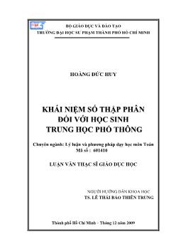 Khái niệm số thập phân đối với học sinh Trung học phổ thông (THPT)