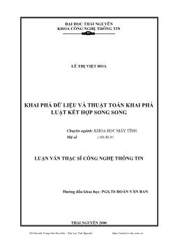 Khai phá dữ liệu và thuật toán khai phá luật kết hợp song song
