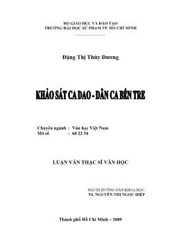 Khảo sát ca dao - Dân ca Bến Tre