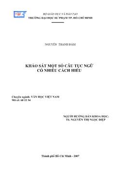 Khảo sát một số câu tục ngữ có nhiều cách hiểu