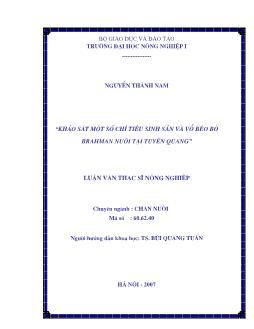 Khảo sát một số chỉ tiêu sinh sản và vỗ béo bò Brahman nuôi tại Tuyên Quang
