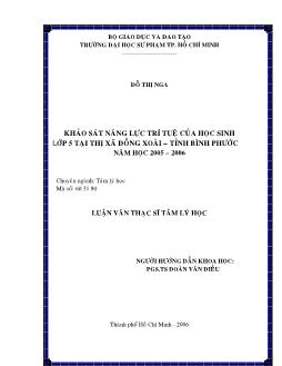 Khảo sát năng lực trí tuệ của HS lớp 5 tại thị xã Đồng Xoài - Tỉnh Bình Phước năm học 2005 - 2006