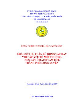 Khảo sát sự phân bố động vật đáy với các yếu tố môi trường, nền đáy ở rạch Tầm Bót, Tp. Long Xuyên