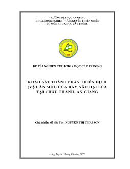 Khảo sát thành phần thiên địch (Vật ăn mồi) của rầy nâu hại lúa tại Châu Thành, An Giang
