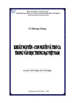 Khuất Nguyên - Con người và thơ ca trong văn học trung đại Việt Nam