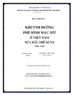 Khuynh hướng phê bình Mác-Xít ở Việt Nam nữa đầu thế kỷ XX (1900 - 1945)
