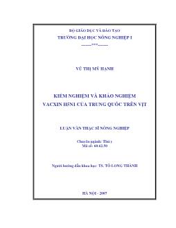 Kiểm nghiệm và khảo nghiệm Vacxin H5N1 của Trung Quốc trên vịt