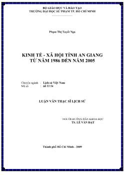 Kinh tế - Xã hội tỉnh An Giang từ năm 1986 đến năm 2005