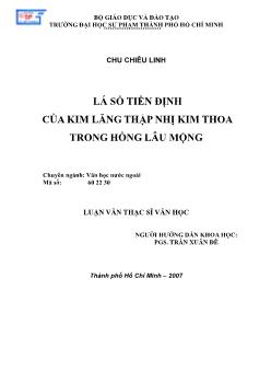Lá số tiền định của Kim Lăng Thập Nhị Kim Thoa trong Hồng Lâu Mộng