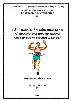 Lập thang điểm môn điền kinh ở trường Đại học An Giang (Cho SV Hệ CĐ, ĐH)