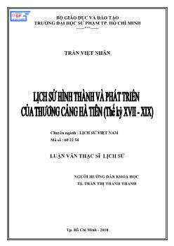 Lịch sử hình thành và phát triển của thương cảng Hà Tiên (Thế kỷ 18 - 19)