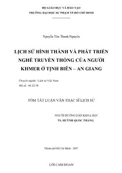 Lịch sử hình thành và phát triển nghề truyền thống của người Khmer ở Tịnh Biên - An Giang