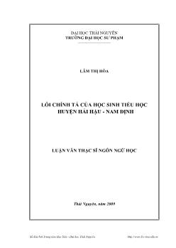 Lỗi chính tả của học sinh tiểu học huyện Hải Hậu - Nam Định