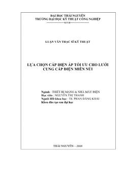Lựa chọn cấp điện áp tối ưu cho lưới điện cung câp điện miền núi