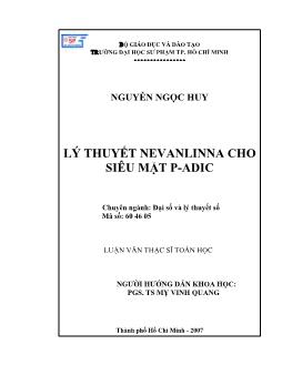 Lý thuyết Nevanlinna cho siêu mặt P-ADIC