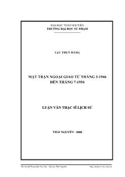 Mặt trận ngoại giao từ tháng 3 - 1946 đến tháng 7 - 1954