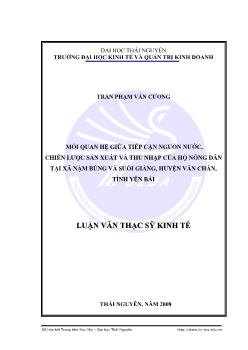 Mối quan hệ giữa tiếp cận chiến lược sản xuất và thu nhập của hộ nông dân tại xã Nậm Búng và Suối Giàng, huyện Văn Chấn, tỉnh Yên Bái